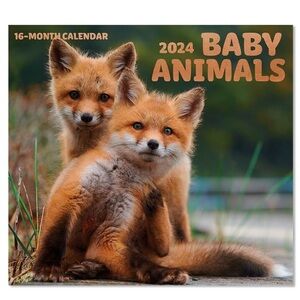 Calendar 2024 Baby Animals Full Size 16 Months Full Size Wall Calendar 12x22 in